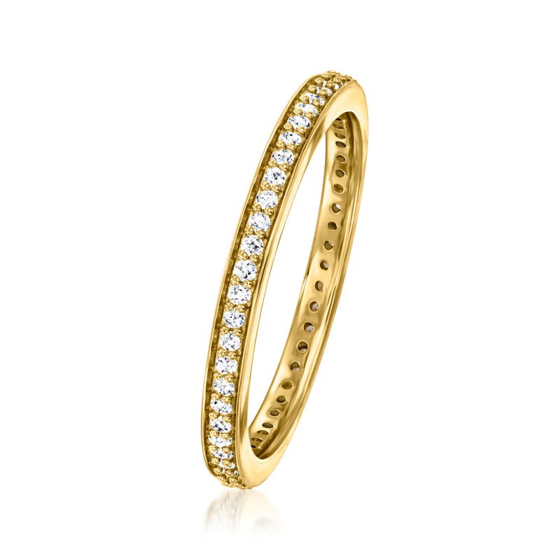 Lab-grown diamond eternity band in gold over sterling, slim pavé ring