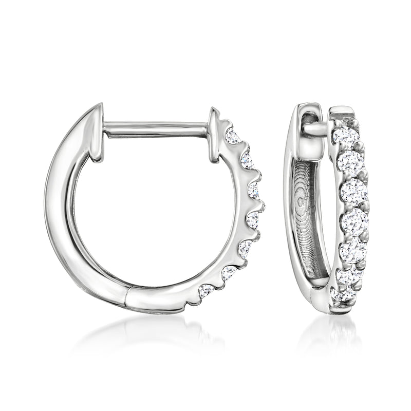 Sterling silver huggie hoop earrings with lab-grown diamonds
