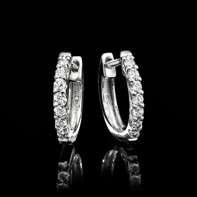 Sterling silver huggie hoop earrings with lab-grown diamond accents