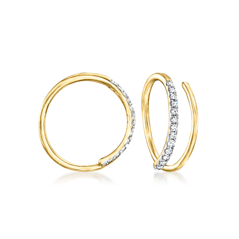 14kt yellow gold diamond twist-through hoop earrings