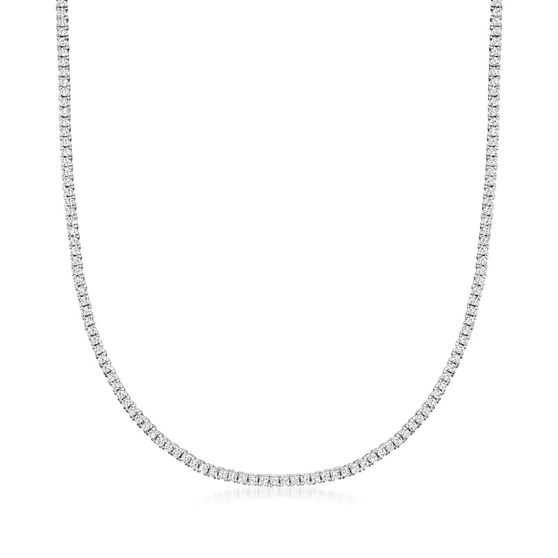 Sterling silver tennis necklace with round CZ stones