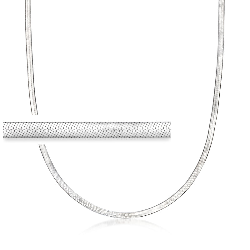 Sterling silver herringbone chain necklace, 3mm link strand