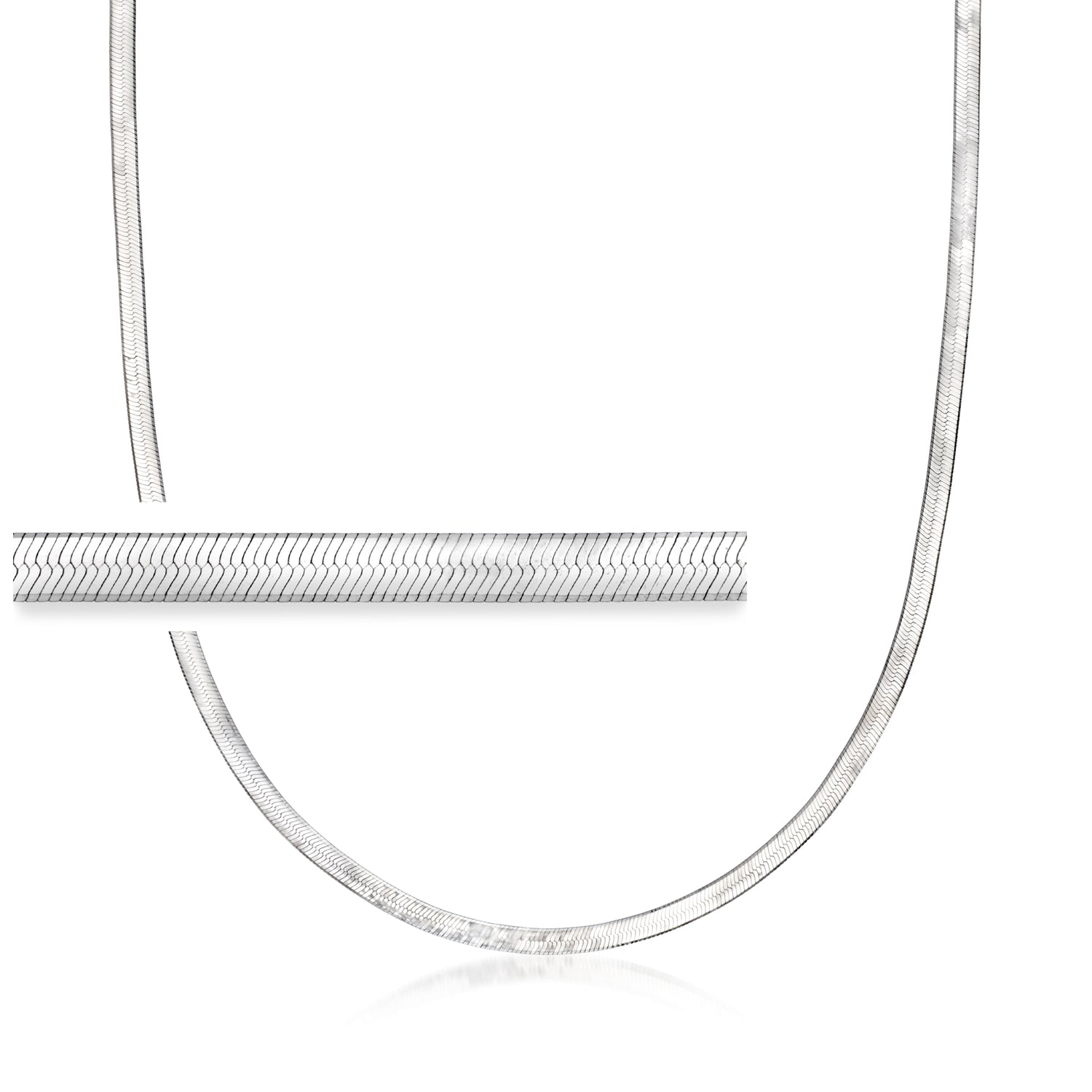 Italian 3mm Sterling Silver Herringbone Necklace