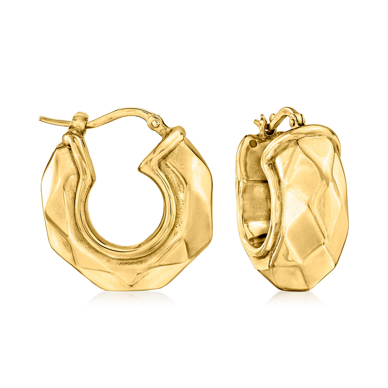 18kt yellow gold faceted hoop earrings