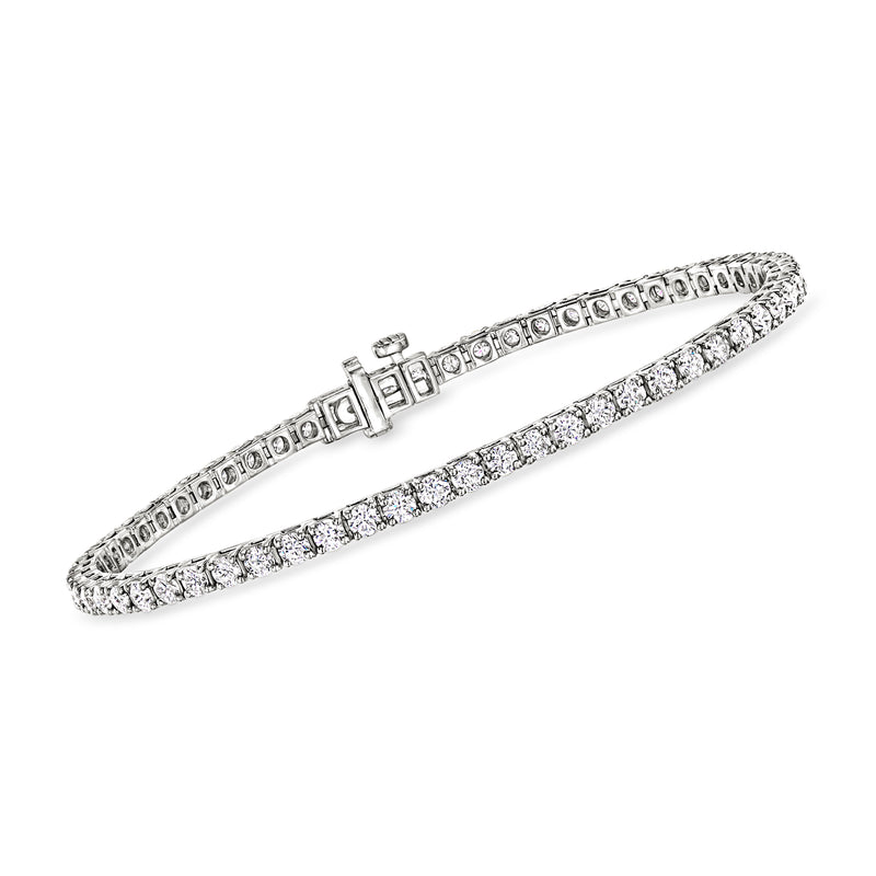 Sterling silver tennis bracelet with round lab-grown diamond rows, box clasp