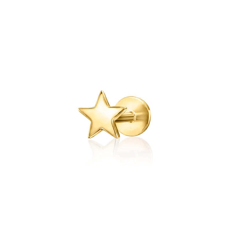14kt yellow gold star flat-back stud earring with post