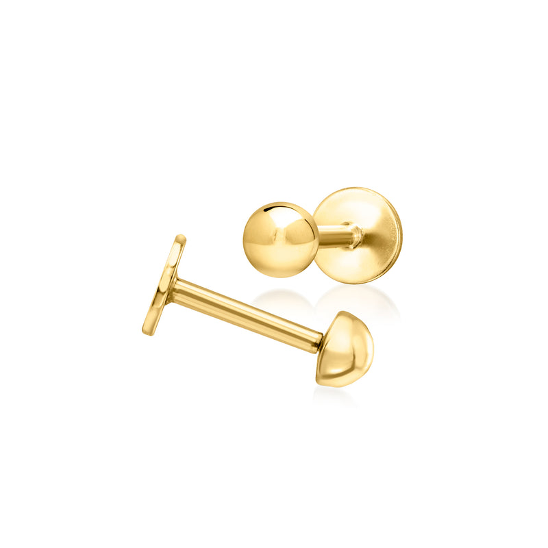 3mm 14kt Yellow Gold Ball Flat-Back Stud Earrings