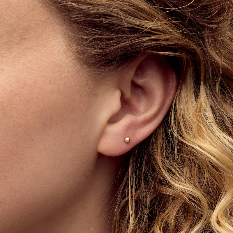 3mm 14kt Yellow Gold Ball Flat-Back Stud Earrings