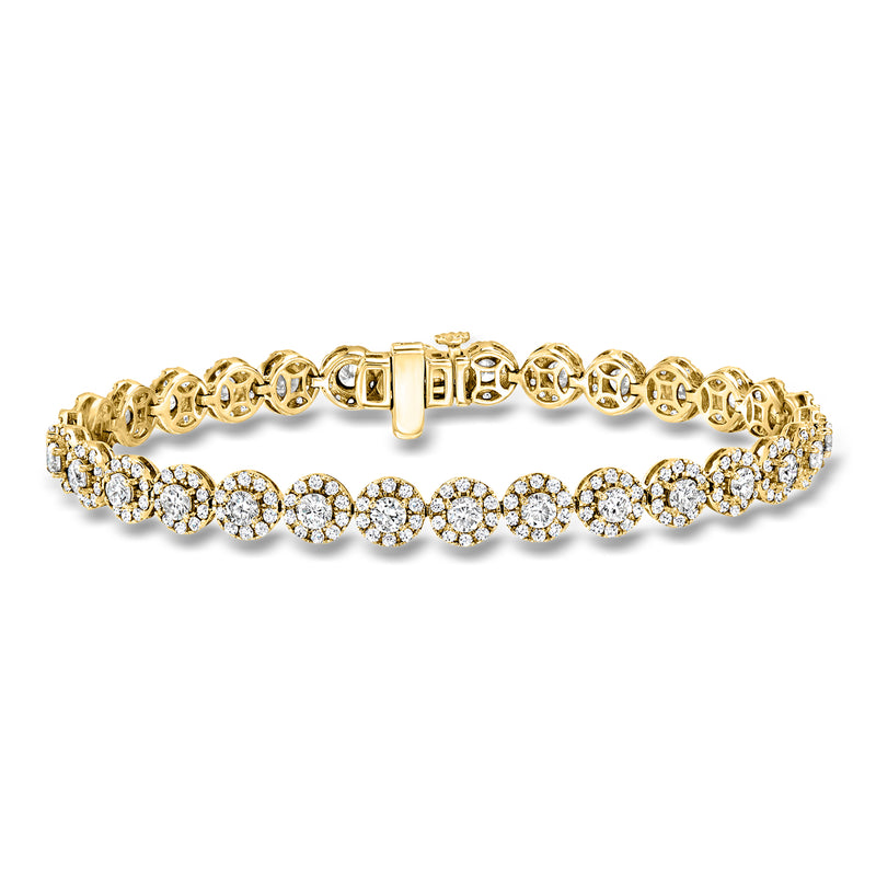 14kt yellow gold lab-grown diamond halo bracelet, front view