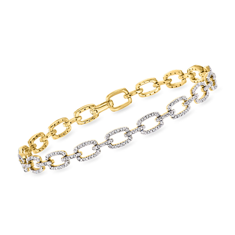 18kt gold over sterling link bracelet with oval diamond accents, clasp included