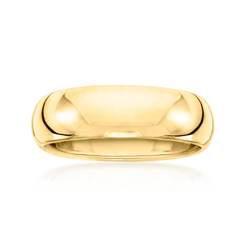 Men's 10kt yellow gold domed ring with polished shiny finish