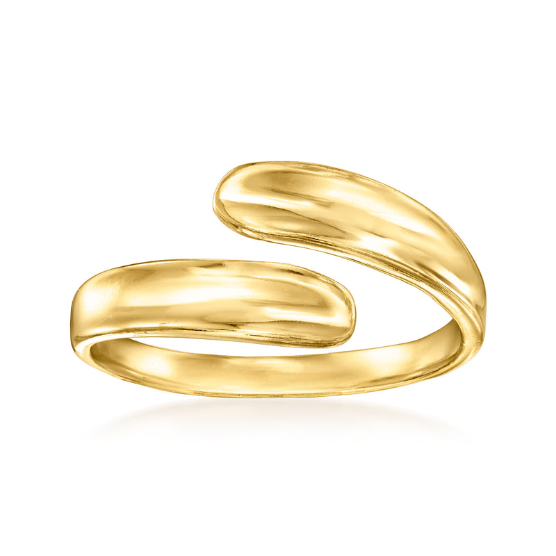 14kt yellow gold bypass ring with polished overlapping bands