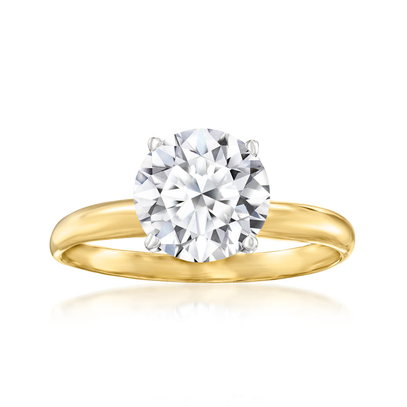 14kt yellow gold solitaire diamond ring with round center stone
