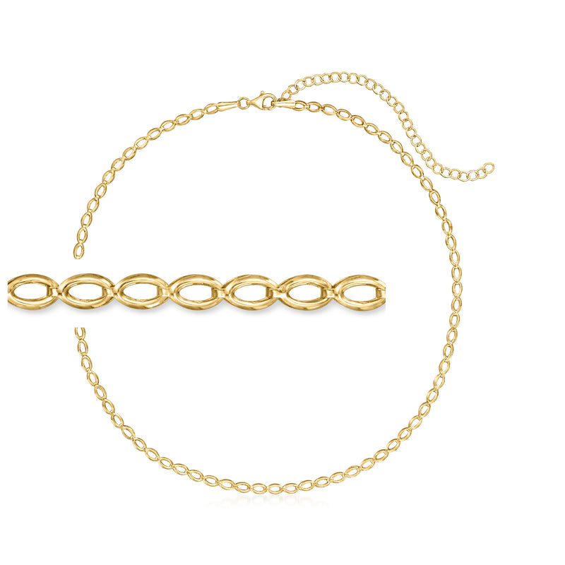 14kt yellow gold oval-link choker necklace with oval links and lobster clasp
