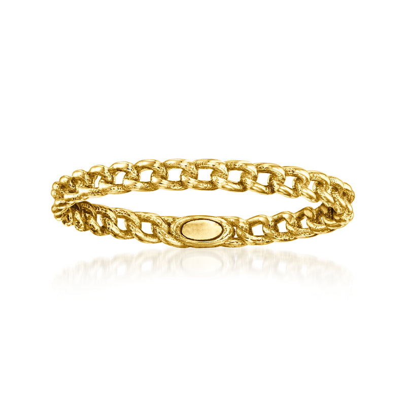 10kt yellow gold curb-link ring with oval center plate