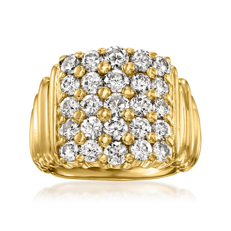 Vintage yellow gold diamond cluster ring with round-cut stones and bezel setting