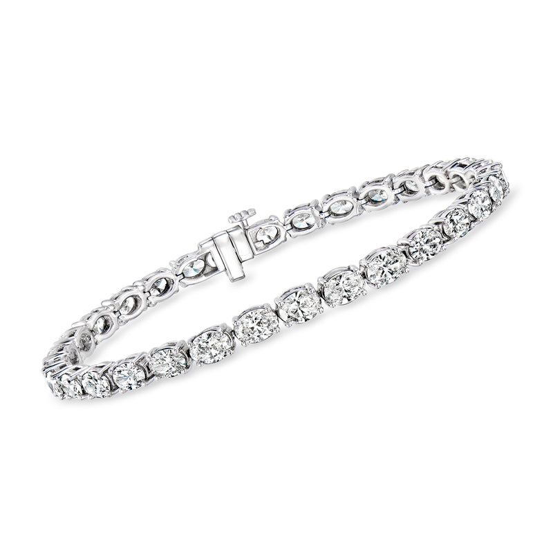 14kt white gold oval diamond tennis bracelet with prong-set stones