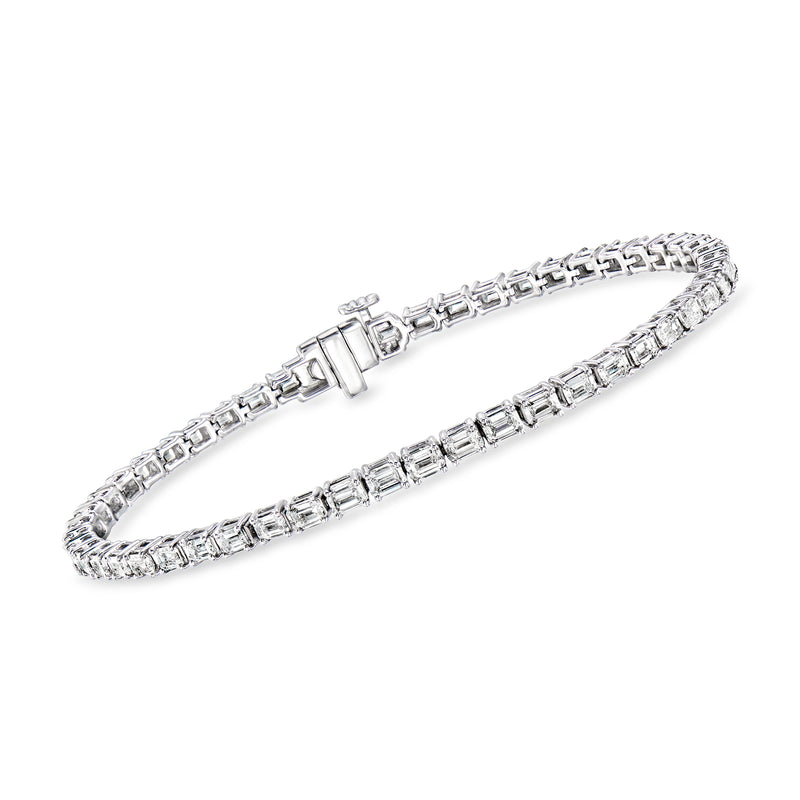 14kt white gold tennis bracelet with emerald-cut lab-grown diamonds