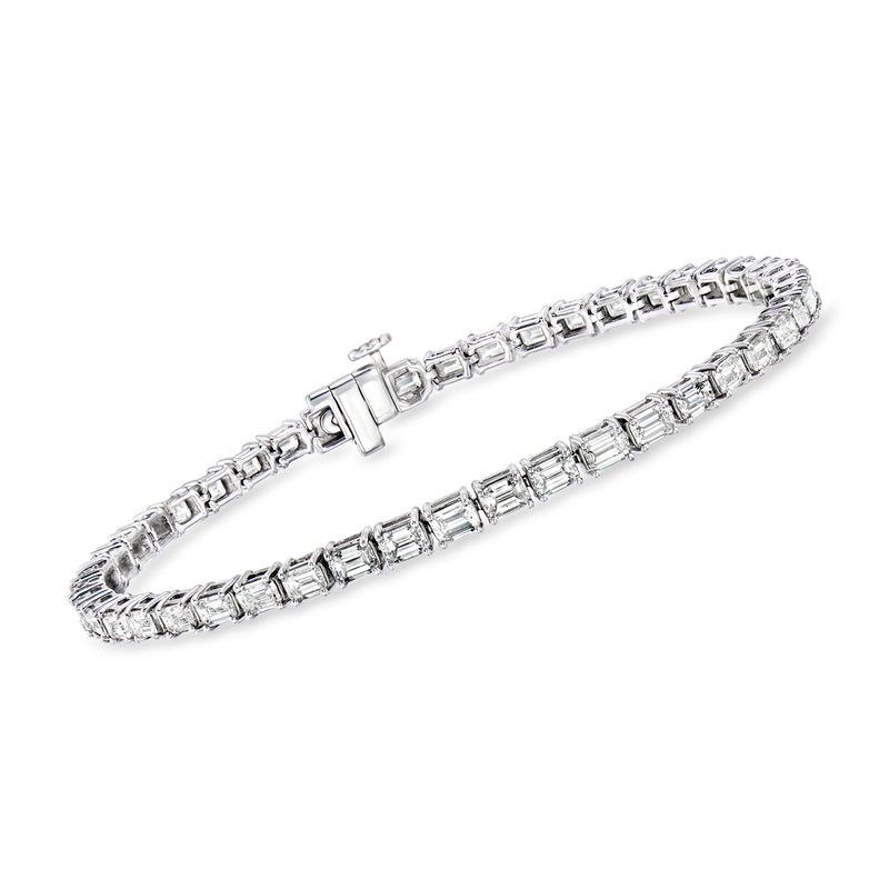 14kt white gold tennis bracelet with emerald-cut lab-grown diamond links