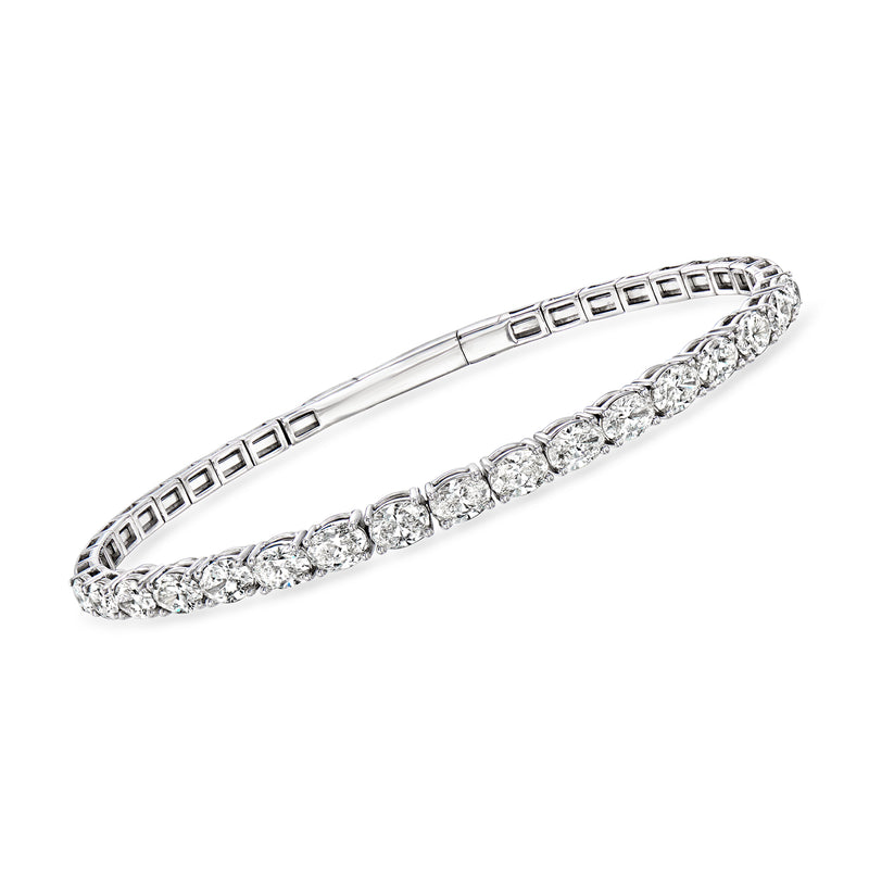 Oval lab-grown diamond flexible bangle bracelet in 14kt white gold