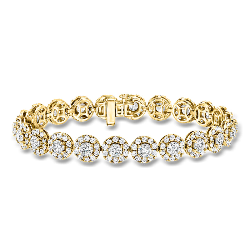 14kt yellow gold lab-grown diamond halo bracelet, front view
