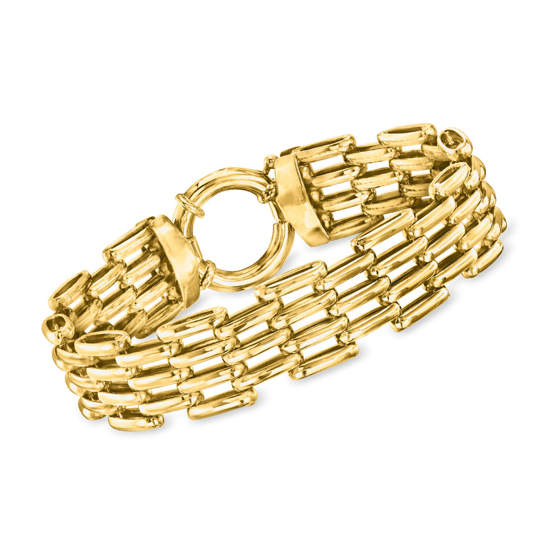 14kt yellow gold panther-link bracelet with baguette-style links