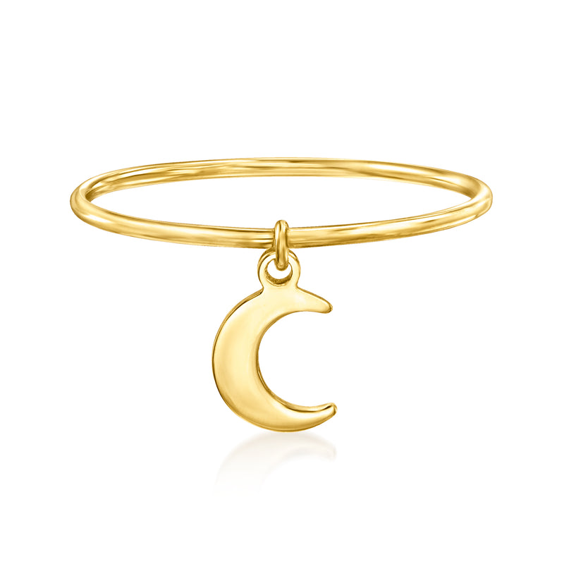 14kt yellow gold moon charm ring with crescent pendant