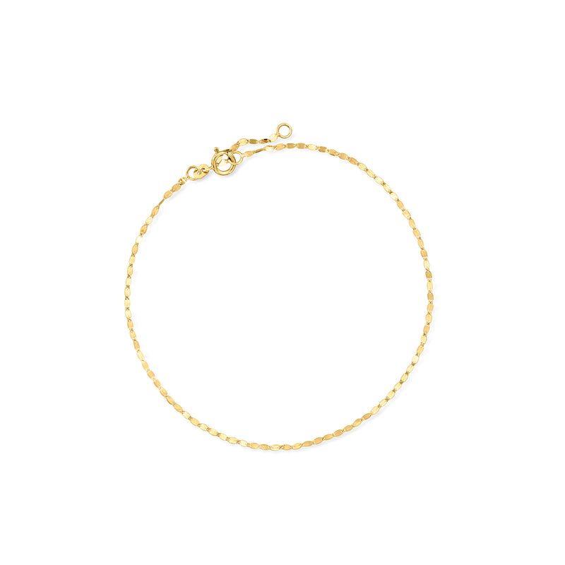 14kt yellow gold chain anklet with round links and small clasp ring