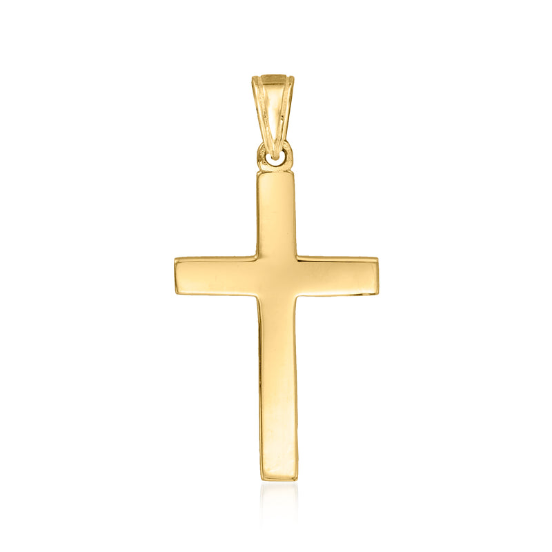 10kt yellow gold cross pendant with loop bail and polished finish.