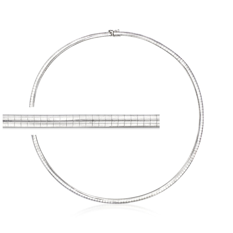 Vintage 18kt white gold Omega necklace, smooth clasp and textured link chain