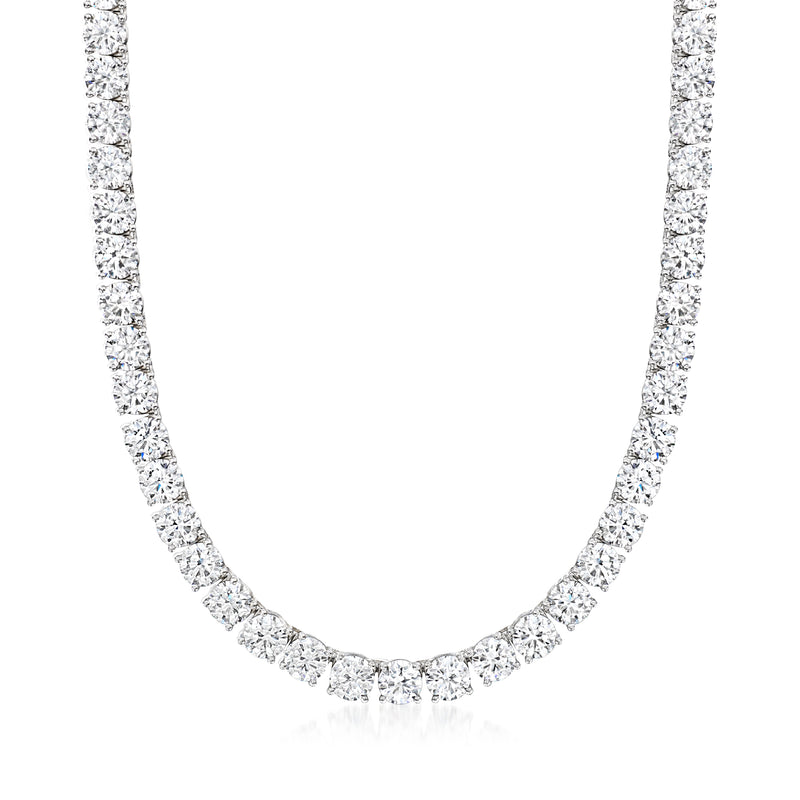 14kt white gold diamond tennis necklace with continuous round stone row