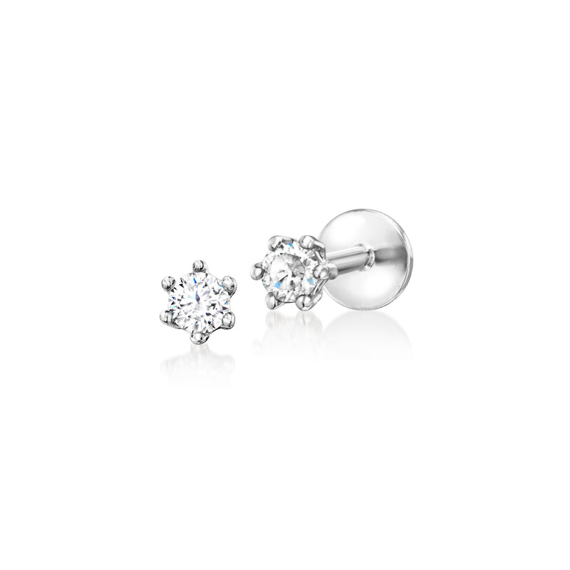 Sterling silver diamond stud earrings with round stones, .10 ct t.w.