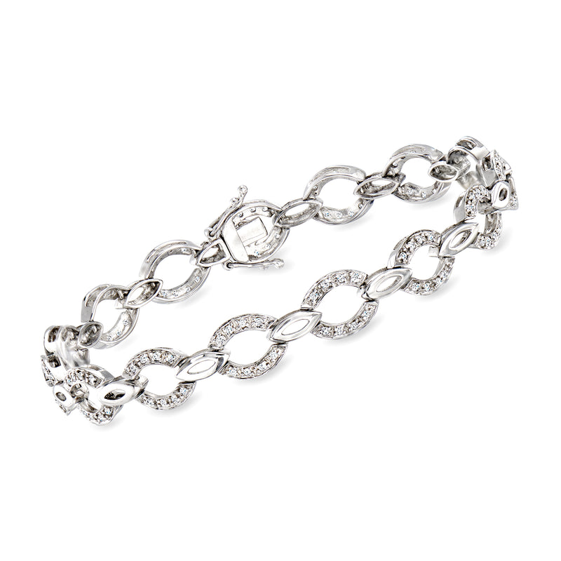 Oval-link diamond bracelet in 18kt white gold