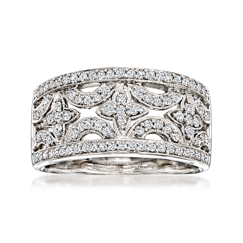 Vintage diamond floral ring in white gold
