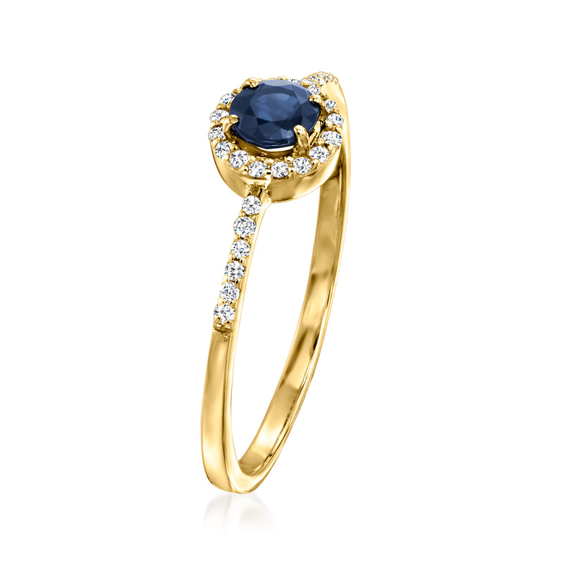 14kt yellow gold sapphire ring with diamond accents