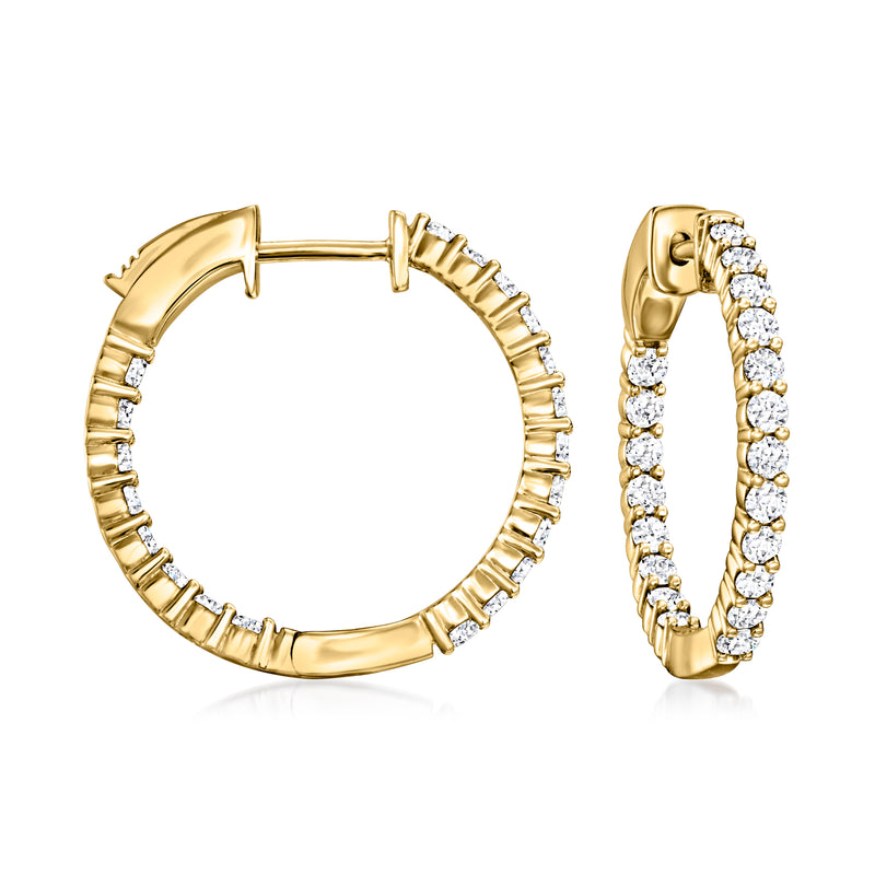 Gold over sterling hoop earrings with lab-grown diamonds