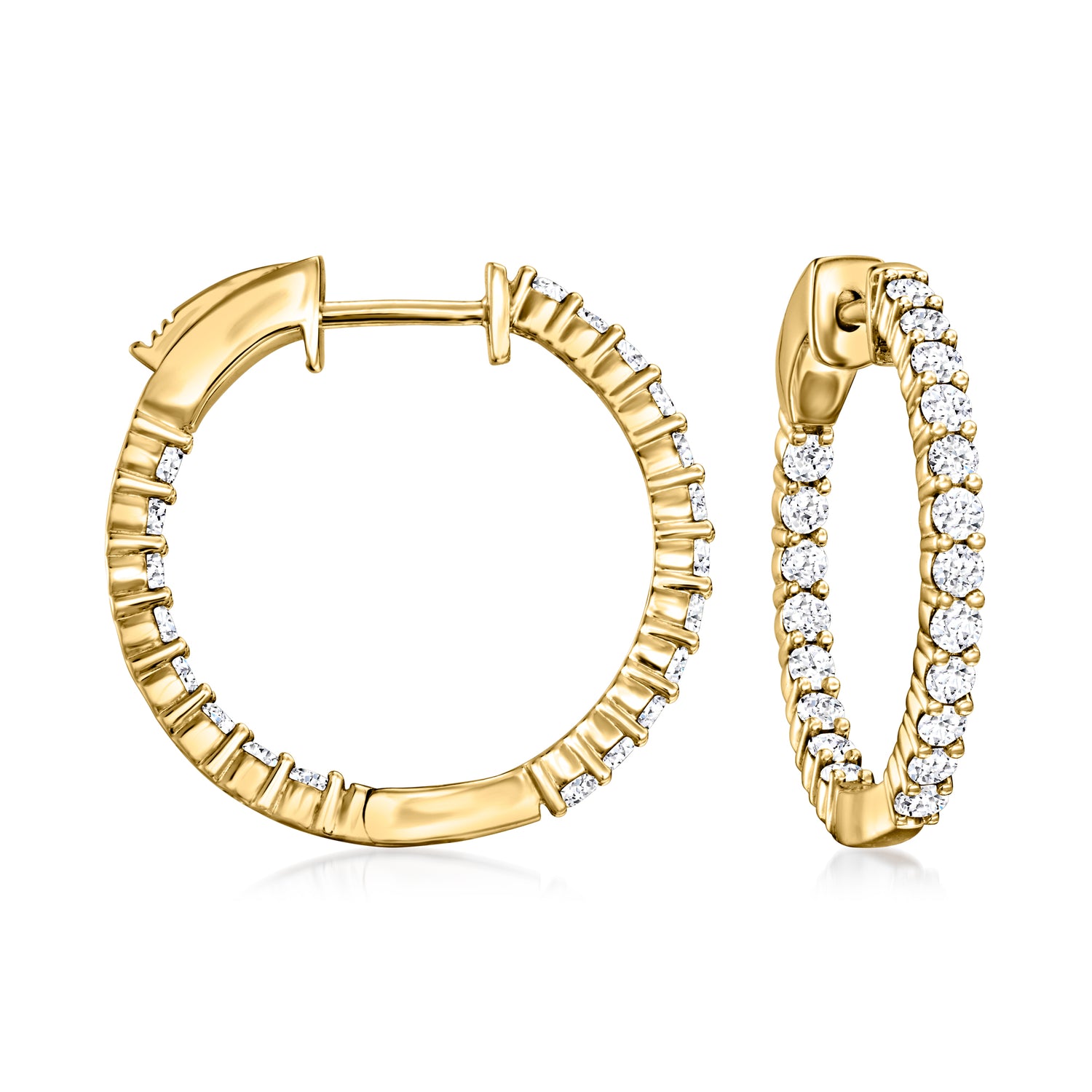 1.00 ct. t.w. Lab Grown Diamond Inside-Outside Hoop Earrings in 18kt Gold Over Sterling