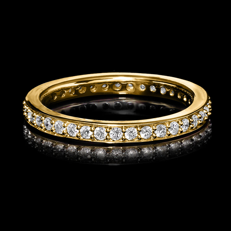 18kt gold over sterling eternity band with round lab-grown diamonds around the ring