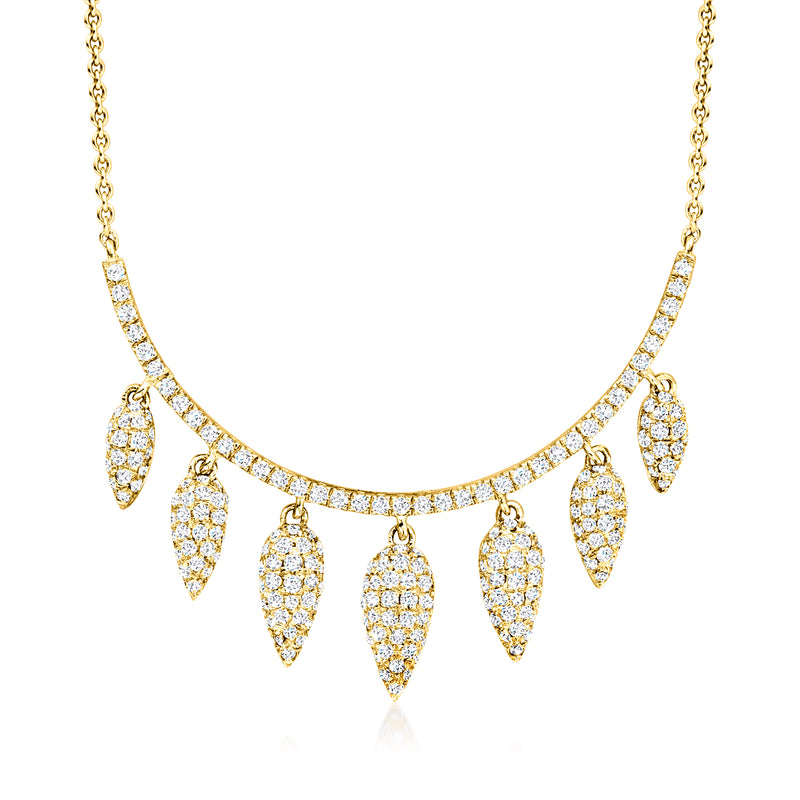 14kt yellow gold diamond teardrop necklace with six dangling teardrop drops