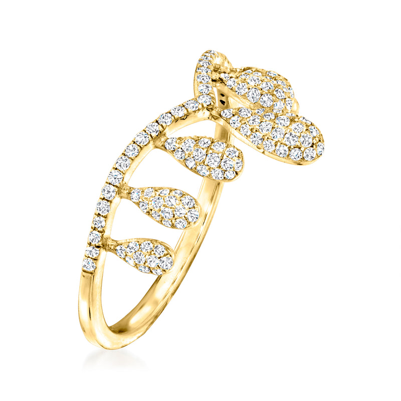 .60 ct. t.w. Diamond Chevron Teardrop Ring in 14kt Yellow Gold