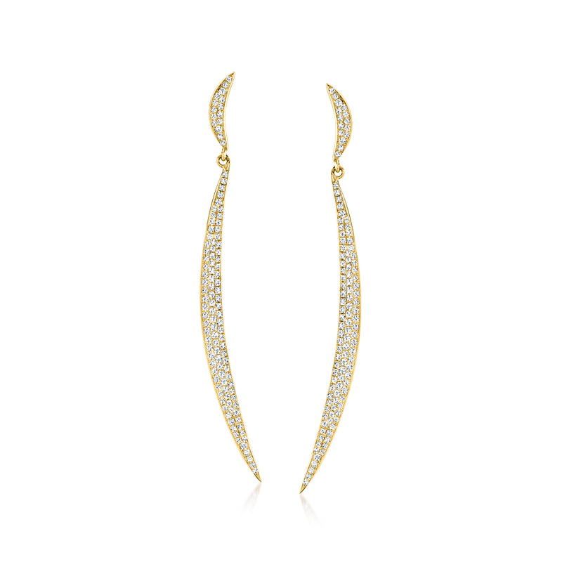 Diamond crescent drop earrings in 14kt yellow gold