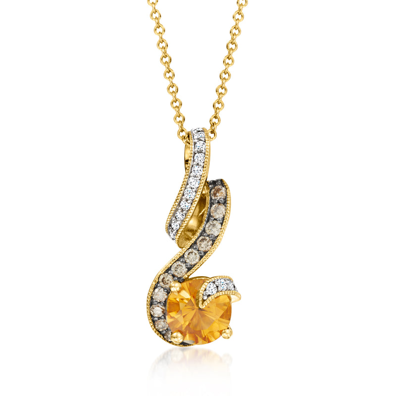 Le Vian gold pendant necklace with citrine, chocolate and white diamonds