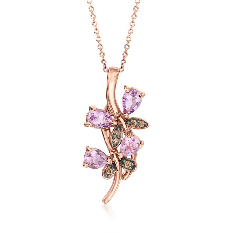 Le Vian amethyst pendant necklace with rose-gold chain, purple grape cluster stones