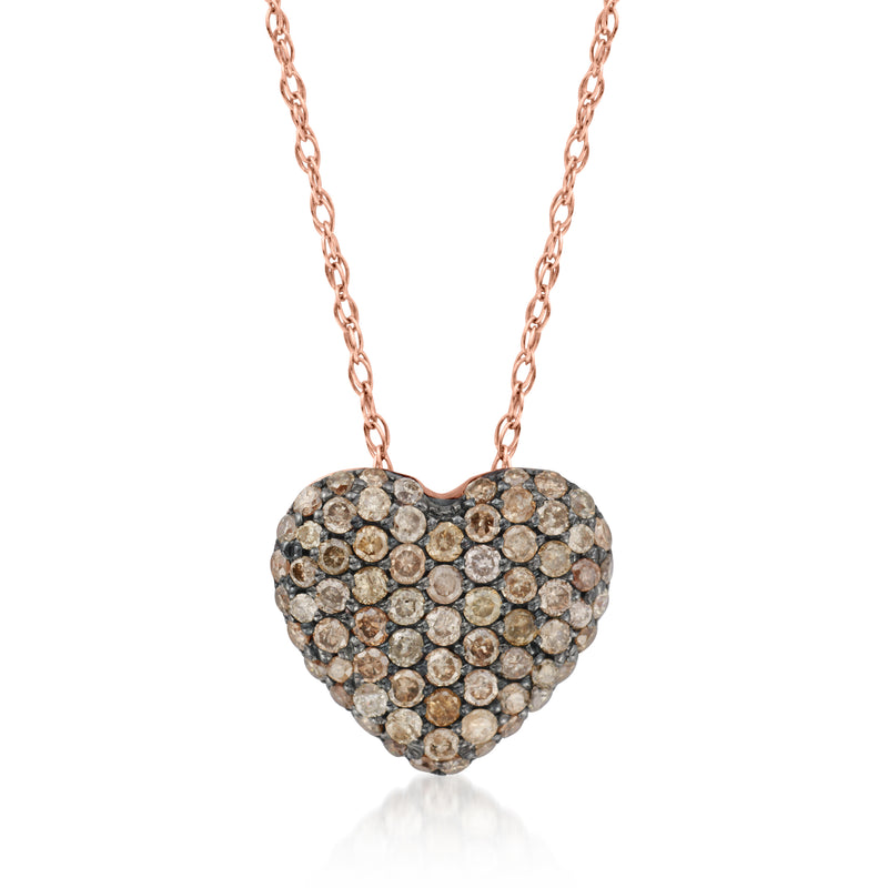 Le Vian chocolate diamond heart pendant necklace with strawberry gold chain