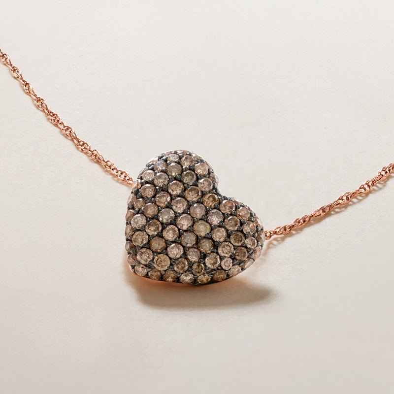 Le Vian heart pendant necklace with chocolate diamonds in strawberry gold