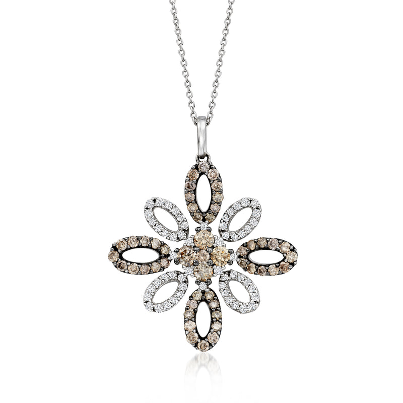Le Vian diamond geometric pendant necklace with brown and white oval cluster