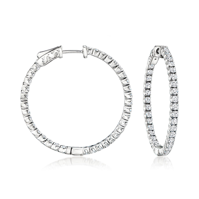 Diamond inside-outside hoop earrings in white gold