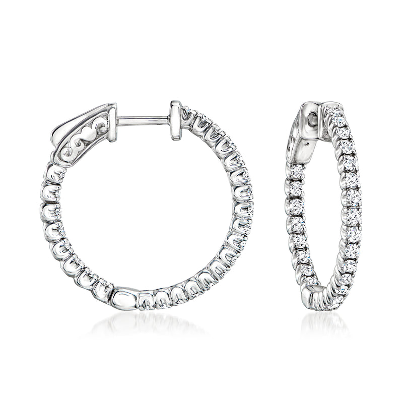Diamond inside-outside hoop earrings in 14kt white gold