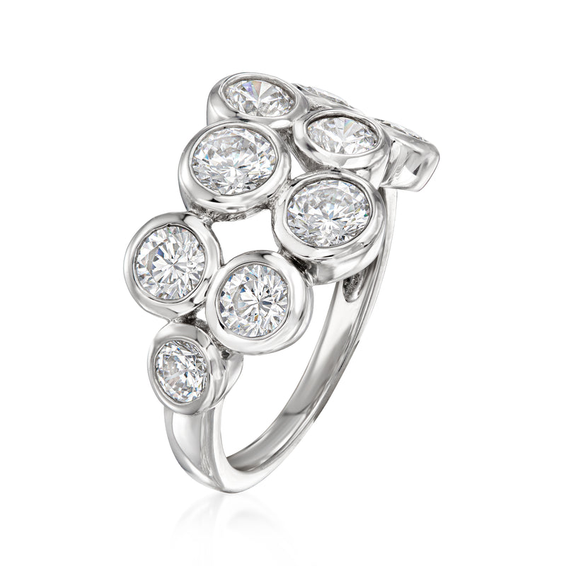 Sterling silver CZ bubble ring, circular stones with prong settings