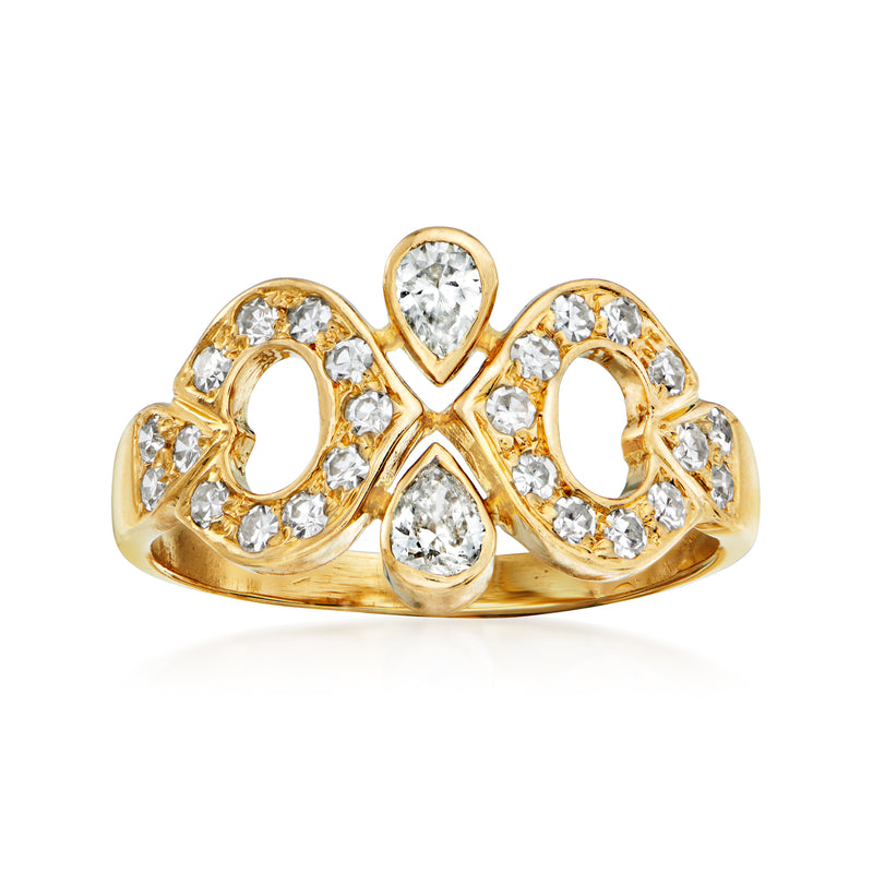 Cartier 18kt yellow gold diamond interlocking ring with round-cut stones